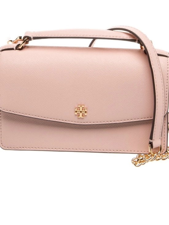 Tory Burch Handbags - Tory Burch Powder Pink Leather Top-Handle Crossbody with Gold Hardware